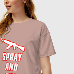 Футболка оверсайз женская Spray and play, цвет: пыльно-розовый — фото 2