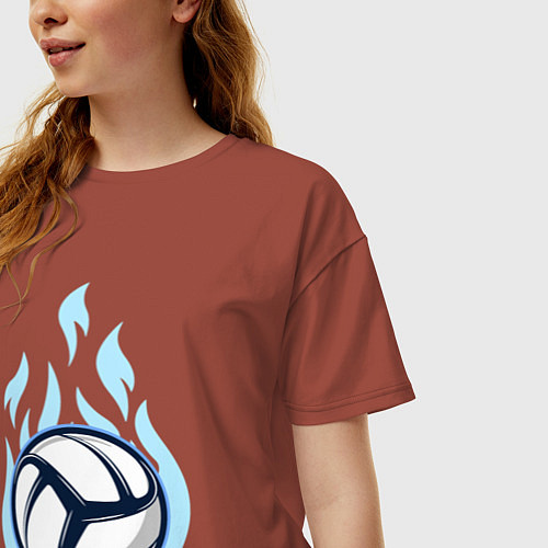Женская футболка оверсайз Blue fire ball / Кирпичный – фото 3