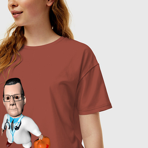 Женская футболка оверсайз Доктор со скорой рядом / Кирпичный – фото 3