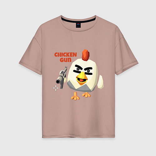 Женская футболка оверсайз Chicken Gun злой / Пыльно-розовый – фото 1