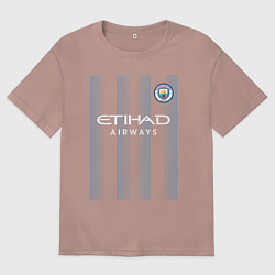 Футболка оверсайз женская Эрлинг Холанд Манчестер Сити форма 2324, цвет: пыльно-розовый