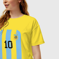 Футболка оверсайз женская Месси сборная Аргентины ЧМ 2022, цвет: желтый — фото 2