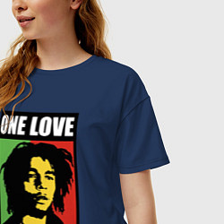 Футболка оверсайз женская Bob - one love, цвет: тёмно-синий — фото 2