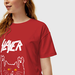 Футболка оверсайз женская Slayer rock cat, цвет: красный — фото 2