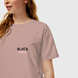 Футболка оверсайз женская Граффити BlackPink - мини, цвет: пыльно-розовый — фото 2