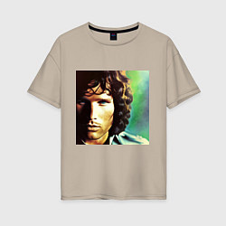 Футболка оверсайз женская Jim Morrison One eye Digital Art, цвет: миндальный