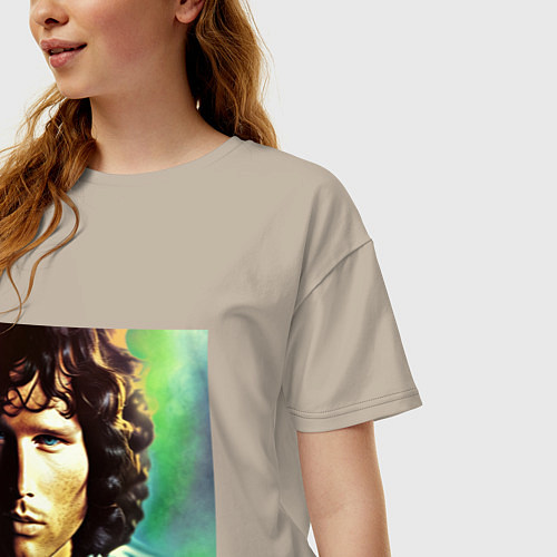Женская футболка оверсайз Jim Morrison One eye Digital Art / Миндальный – фото 3