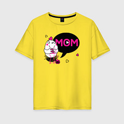 Футболка оверсайз женская Mom chicken курочка мама, цвет: желтый
