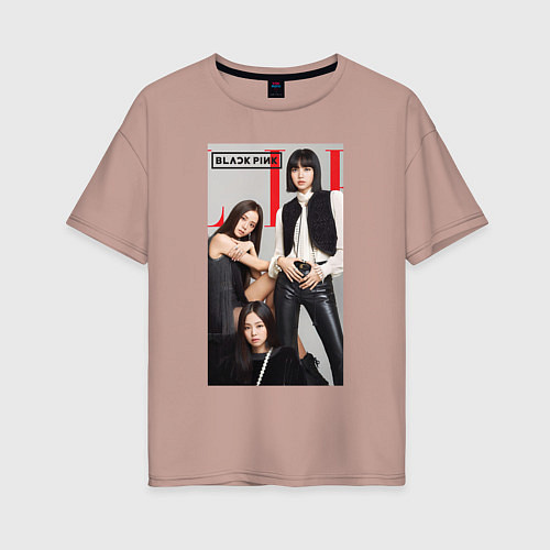 Женская футболка оверсайз Blackpink poster / Пыльно-розовый – фото 1