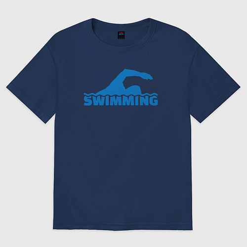 Женская футболка оверсайз Swimming sport / Тёмно-синий – фото 1