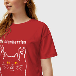Футболка оверсайз женская The Cranberries rock cat, цвет: красный — фото 2