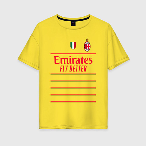 Женская футболка оверсайз Рафаэль Леао ФК Милан форма 2223 гостевая / Желтый – фото 1