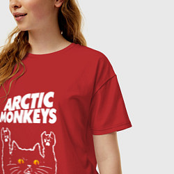 Футболка оверсайз женская Arctic Monkeys rock cat, цвет: красный — фото 2