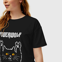 Футболка оверсайз женская Powerwolf rock cat, цвет: черный — фото 2