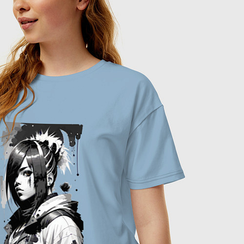 Женская футболка оверсайз Крутая деваха - аниме - нейросеть / Мягкое небо – фото 3