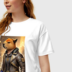Футболка оверсайз женская Cool capybara - steampunk - neural network, цвет: белый — фото 2