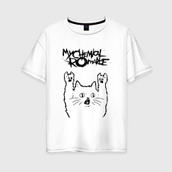 Футболка оверсайз женская My Chemical Romance - rock cat, цвет: белый