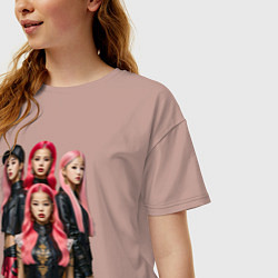 Футболка оверсайз женская Блэкпинк постер, цвет: пыльно-розовый — фото 2