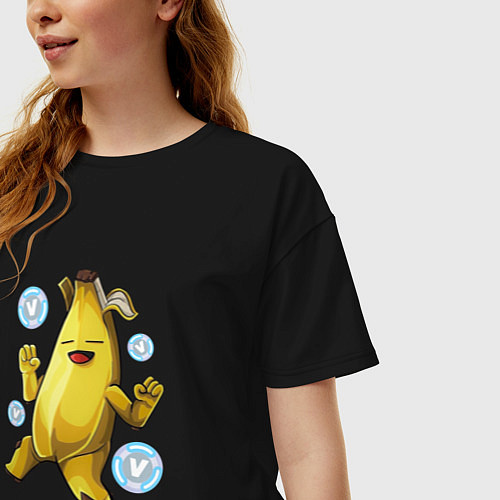 Женская футболка оверсайз Банан с В-баксами Фортнайт / Черный – фото 3