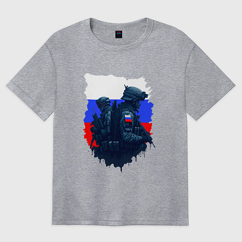 Женская футболка оверсайз Военные РФ и флаг - neuro art / Меланж – фото 1