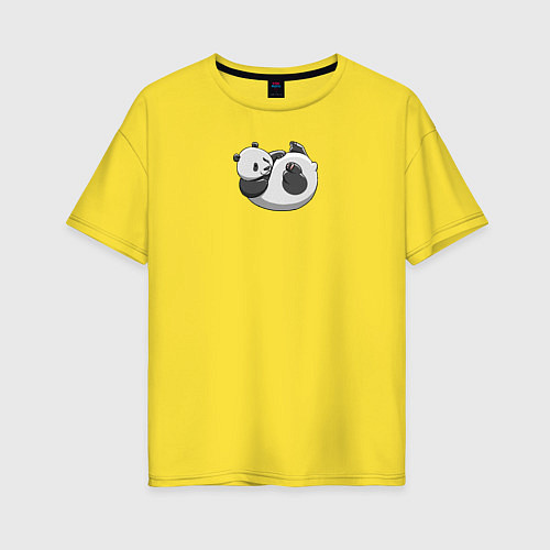 Женская футболка оверсайз Панда смешная / Желтый – фото 1