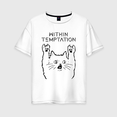 Женская футболка оверсайз Within Temptation - rock cat / Белый – фото 1