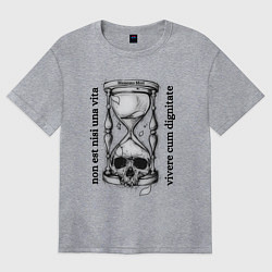 Футболка оверсайз женская Песочные часы с черепом, цвет: меланж