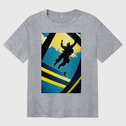 Футболка оверсайз женская Два парашютиста, цвет: меланж