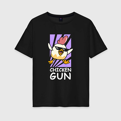 Женская футболка оверсайз Chicken Gun - Game / Черный – фото 1