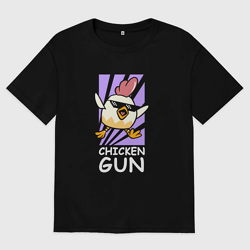 Женская футболка оверсайз Chicken Gun - Game / Черный – фото 1