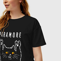 Футболка оверсайз женская Paramore rock cat, цвет: черный — фото 2