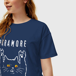 Футболка оверсайз женская Paramore rock cat, цвет: тёмно-синий — фото 2