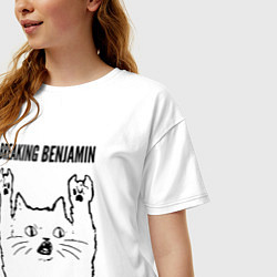 Футболка оверсайз женская Breaking Benjamin - rock cat, цвет: белый — фото 2