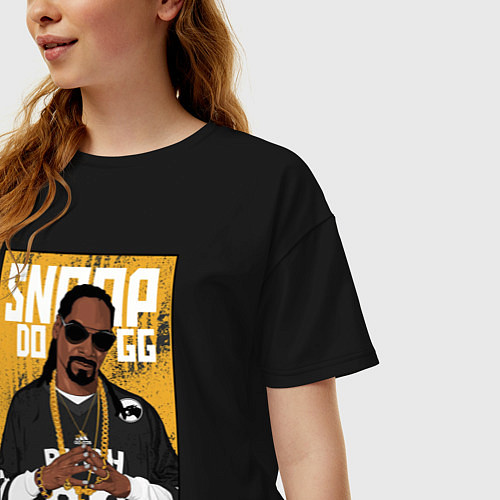 Женская футболка оверсайз Snoop dogg с цепями / Черный – фото 3