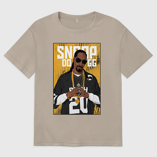 Женская футболка оверсайз Snoop dogg с цепями / Миндальный – фото 1