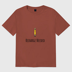 Футболка оверсайз женская Нужна подзарядка, цвет: кирпичный