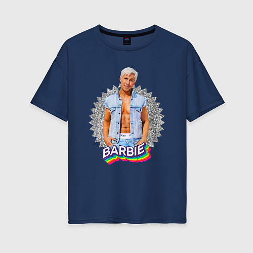Женская футболка оверсайз Райан Гослинг фильм Барби / Тёмно-синий – фото 1