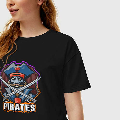 Женская футболка оверсайз Pirates team / Черный – фото 3