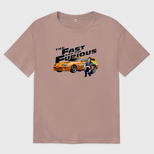 Женская футболка оверсайз Пол Уокер Toyota supra MK4 / Пыльно-розовый – фото 1