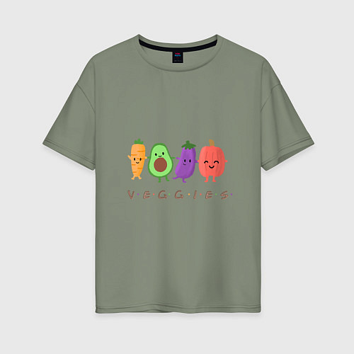 Женская футболка оверсайз Милые друзья овощи / Авокадо – фото 1