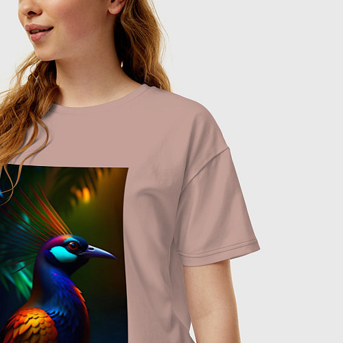 Женская футболка оверсайз Райская птичка - нейросеть / Пыльно-розовый – фото 3