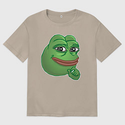 Футболка оверсайз женская Лягушонок Пепе не доволен тобой, цвет: миндальный