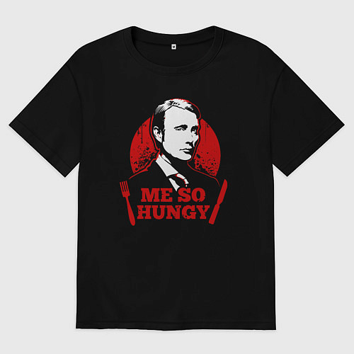 Женская футболка оверсайз Я очень голодный / Черный – фото 1