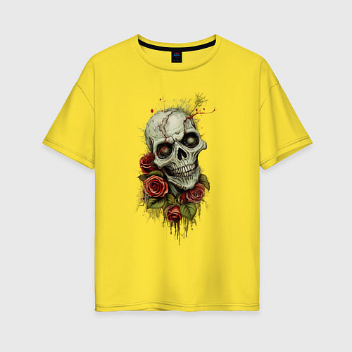 Женская футболка оверсайз Зомби Цветы / Желтый – фото 1