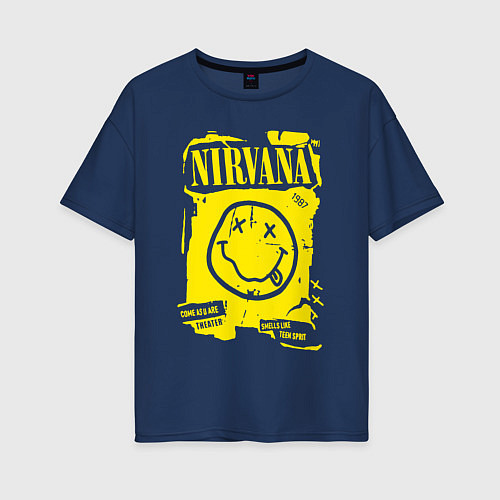 Женская футболка оверсайз Nirvana theater / Тёмно-синий – фото 1