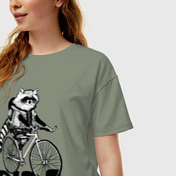 Футболка оверсайз женская Raccoon ride, цвет: авокадо — фото 2