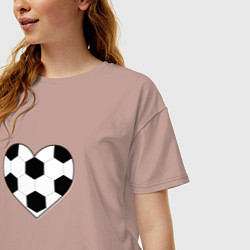 Футболка оверсайз женская Футбольное сердце, цвет: пыльно-розовый — фото 2