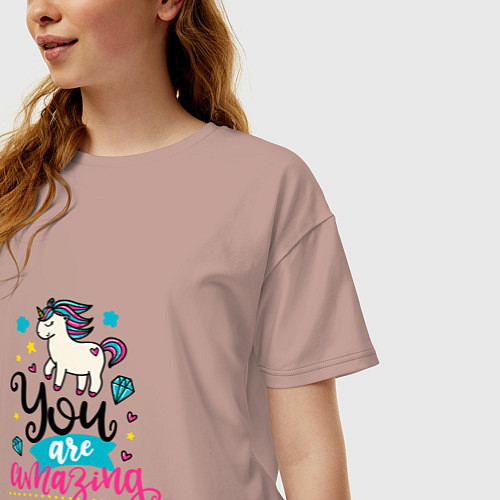 Женская футболка оверсайз Ты потрясающая / Пыльно-розовый – фото 3