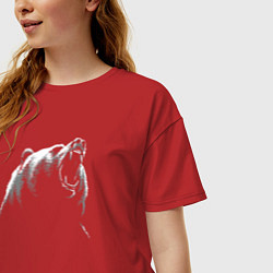 Футболка оверсайз женская Торс рычащего медведя, цвет: красный — фото 2