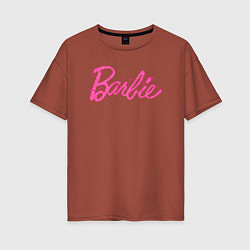 Футболка оверсайз женская Блестящий логотип Барби, цвет: кирпичный